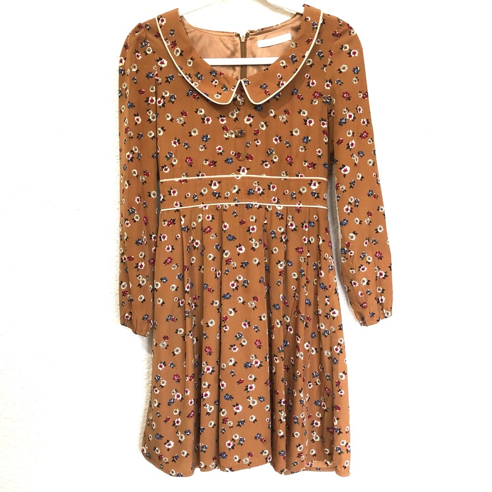 Peter Pan Collar Floral Cottagecore Midi Dress